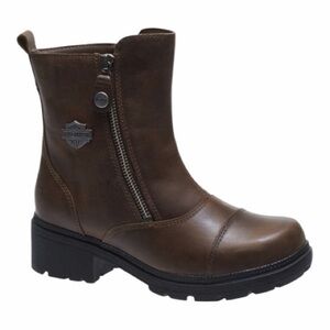 Harley-Davidson Women's Amherst Short Leather Motorcycle Riding Boots 8.5M Brown